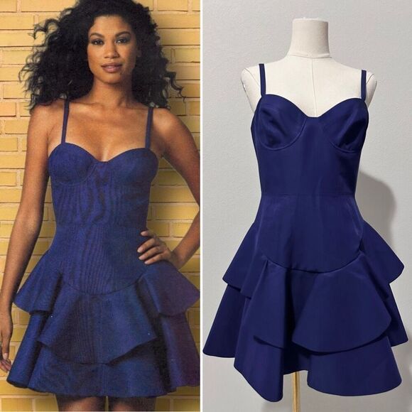 Rebecca Taylor Cobalt Blue Drop Waist Bustier Dress 8 Coquette.Cocktail HoCo. - Picture 1 of 11